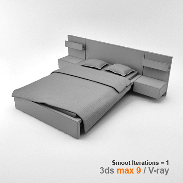 3d architectural visualization bedside cabinet model - MALM bed 140 with bedside cabinet by lajhar